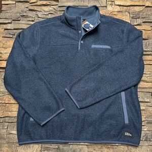 NEW Eddie Bauer Fleece Sweater Jacket Mens 2XL Blue 1/4 Snap Pullover Pocket NWT